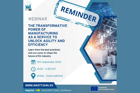 Reminder: Upcoming Webinar on Manufacturing as a Service MASTT2040